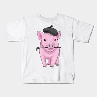 Pig Painter Paint brush Kids T-Shirt